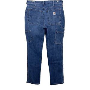 Carhartt Relaxed Carpenter Cargo Jeans Women's 10 Linden Wash Stretch Denim